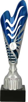 9261B Puchar plastikowy srebrno-niebieski h-33cm embl. 25mm