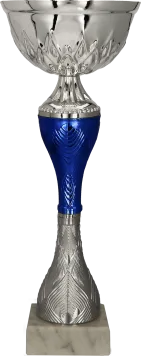 9267E Puchar metalowy srebrno-niebieski h-25,5cm, d-10cm