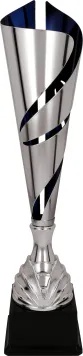 3136B Puchar metalowy srebrno-niebieski h-44 cm