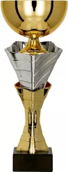 4218D Puchar metalowy złoto-srebrny h-28 cm, d-10 cm