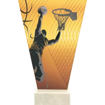 VL1-B/BAS Trofeum szklane na podstawie marmurowej - koszykówka h-20,5 cm, grub. 1 cm