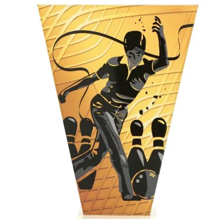 VL1-A/BOW Trofeum szklane na podstawie marmurowej - kręgle h-22,5 cm, grub. 1 cm