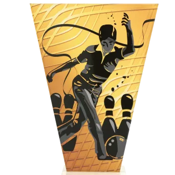 VL1-A/BOW Trofeum szklane na podstawie marmurowej - kręgle h-22,5 cm, grub. 1 cm