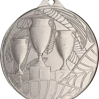 ME009/S Medal srebrny ogólny z pucharkiem d-50mm, grub. 2 mm