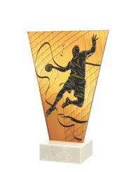 VL1-C/HAN Trofeum szklane na podstawie marmurowej - piłka ręczna h-17,5 cm, grub. 1 cm