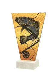 VL1-A/FIS4 Trofeum szklane na podstawie marmurowej - wędkarstwo h-22,5 cm, grub. 1 cm