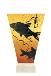 VL1-A/FIS1 Trofeum szklane na podstawie marmurowej - wędkarstwo h-22,5 cm, grub. 1 cm