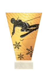 VL1-D/SKI2 Trofeum szklane na podstawie marmurowej - narciarstwo h-15 cm, grub. 1 cm