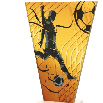 VL1-A/SOC1 Trofeum szklane na podstawie marmurowej - piłka nożna h-22,5 cm, grub. 1 cm