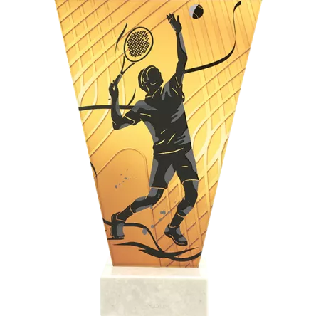 VL1-B/TEN2 Trofeum szklane na podstawie marmurowej - tenis ziemny h-20,5 cm, grub. 1 cm
