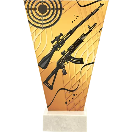 VL1-D/SHO2 Trofeum szklane na podstawie marmurowej - strzelectwo h-15 cm, grub. 1 cm