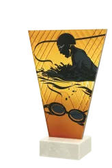 VL1-C/SWI Trofeum szklane na podstawie marmurowej - pływanie h-17,5 cm, grub. 1 cm