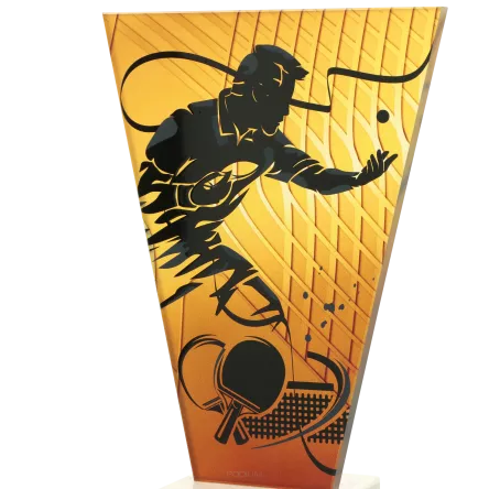 VL1-B/TAB Trofeum szklane na podstawie marmurowej - tenis stołowy h-20,5 cm, grub. 1 cm