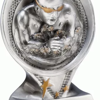 RS401 figurka odlewana złoto-srebrna  PŁYWANIE h-15,5 cm