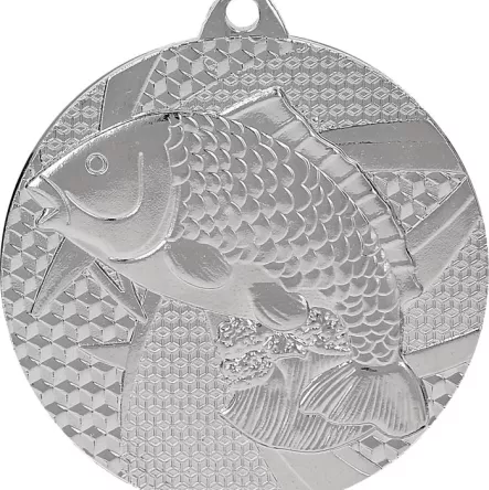 MMC7950/S Medal srebrny- wędkarstwo - ryba - medal stalowy R- 50 mm, T- 2 mm