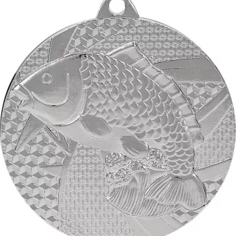 MMC7950/S Medal srebrny- wędkarstwo - ryba - medal stalowy R- 50 mm, T- 2 mm