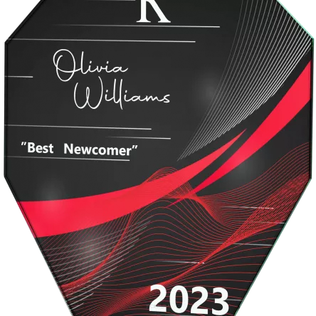 GS117-23 Trofeum szklane h-23cm, grub. 1 cm