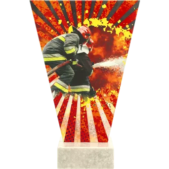 VL2-A/FIR Trofeum szklane na podstawie marmurowej - strażactwo h-22,5 cm, grub. 1 cm
