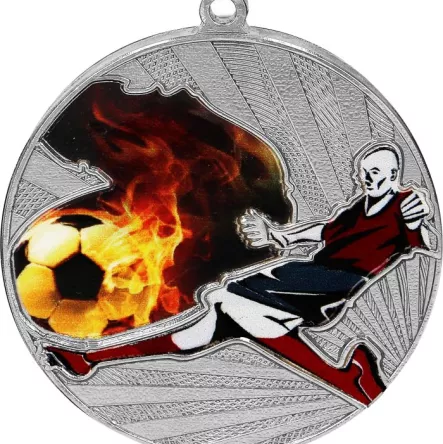 MMC5056/SOC/S Medal srebrny- piłka nożna - medal stalowy - kolorowy R- 50 mm, T- 3 mm