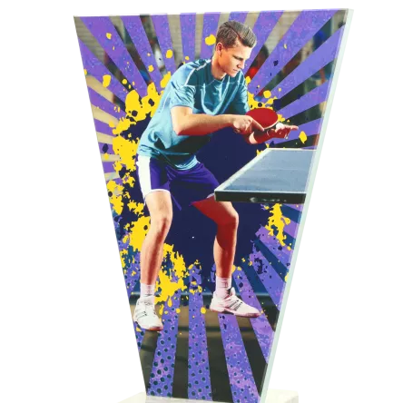 VL2-B/TAB Trofeum szklane na podstawie marmurowej - tenis stołowy h-20,5 cm, grub. 1 cm