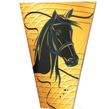 VL1-D/HOR Trofeum szklane na podstawie marmurowej - jeździectwo h-15 cm, grub. 1 cm