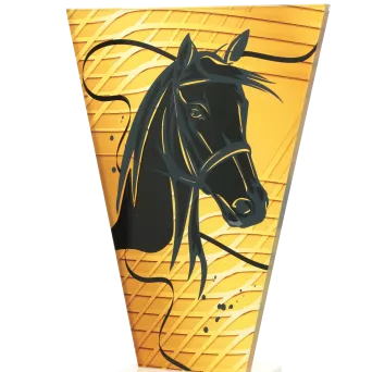 VL1-D/HOR Trofeum szklane na podstawie marmurowej - jeździectwo h-15 cm, grub. 1 cm