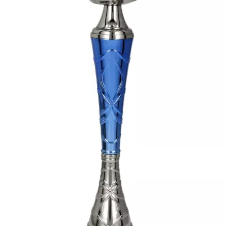 9218E Puchar metalowy srebrno-niebieski h-33 cm, d-10cm
