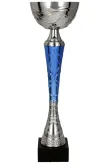 9218E Puchar metalowy srebrno-niebieski h-33 cm, d-10cm