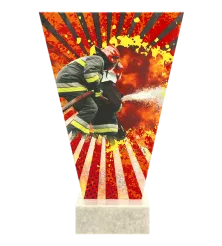 VL2-C/FIR Trofeum szklane na podstawie marmurowej - strażactwo h-17,5 cm, grub. 1 cm