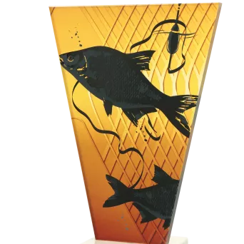 VL1-D/FIS1 Trofeum szklane na podstawie marmurowej - wędkarstwo h-15 cm, grub. 1 cm