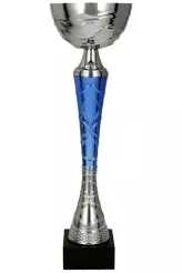 9218D Puchar metalowy srebrno-niebieski h-36 cm, d-12cm