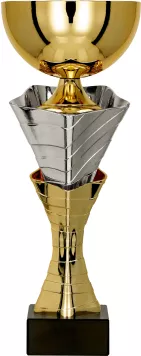 4218B Puchar metalowy złoto-srebrny h-34 cm, d-14 cm