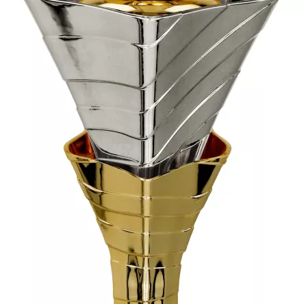 4218B Puchar metalowy złoto-srebrny h-34 cm, d-14 cm