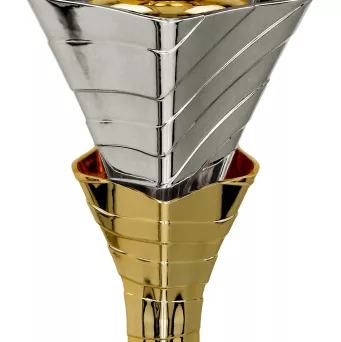 4218B Puchar metalowy złoto-srebrny h-34 cm, d-14 cm