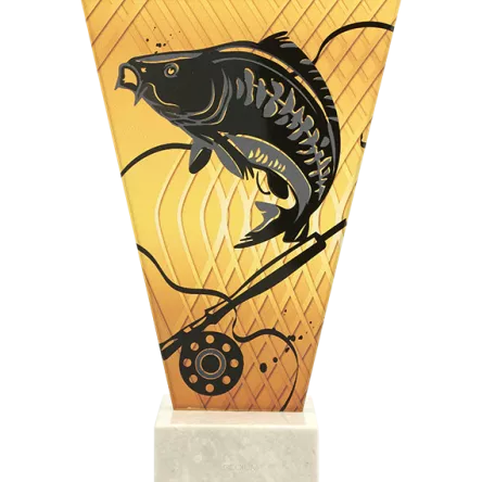 VL1-D/FIS2 Trofeum szklane na podstawie marmurowej - wędkarstwo h-15 cm, grub. 1 cm