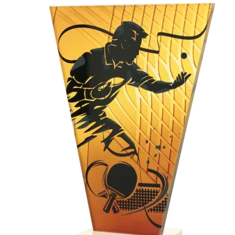 VL1-C/TAB Trofeum szklane na podstawie marmurowej - tenis stołowy h-17,5 cm, grub. 1 cm