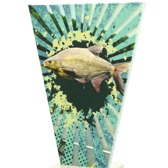 VL2-C/FIS1 Trofeum szklane na podstawie marmurowej -wędkarstwo h-17,5 cm, grub. 1 cm