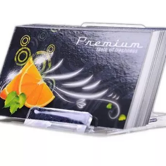 Wizytówki 90 mm x 50 mm, kreda mat 350g, dwustronna folia błysk, jednostronnie kolorowe