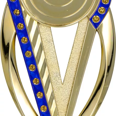 F249/G Figurka plastikowa ogólna - złoto niebieska z miejscem na emblemat 50mm lub 25mm H-160mm,