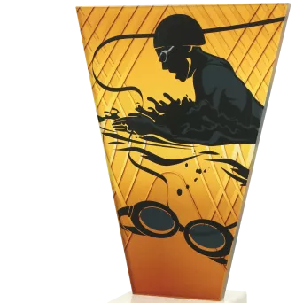 VL1-B/SWI Trofeum szklane na podstawie marmurowej - pływanie h-20,5 cm, grub. 1 cm