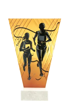 VL1-C/RUN Trofeum szklane na podstawie marmurowej - bieganie h-17,5 cm, grub. 1 cm