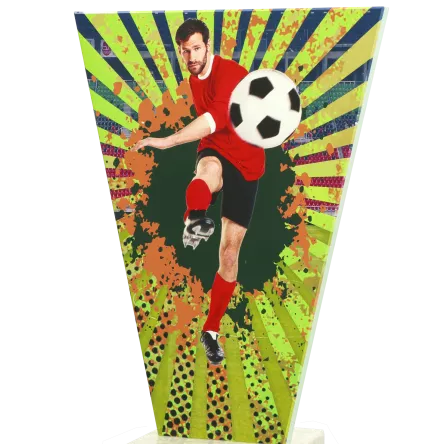 VL2-B/SOC2 Trofeum szklane na podstawie marmurowej - piłka nożna h-20,5 cm, grub. 1 cm