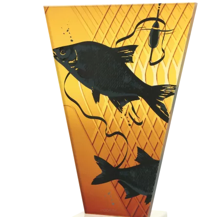 VL1-B/FIS1 Trofeum szklane na podstawie marmurowej - wędkarstwo h-20,5 cm, grub. 1 cm