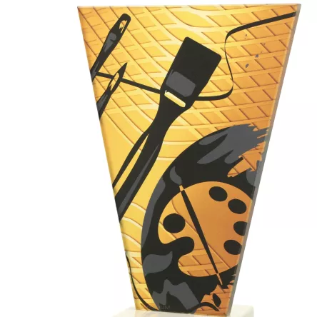 VL1-C/PAI Trofeum szklane na podstawie marmurowej - malarstwo h-17,5 cm, grub. 1 cm