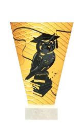 VL1-D/SCH Trofeum szklane na podstawie marmurowej - szkolnictwo h-15 cm, grub. 1 cm