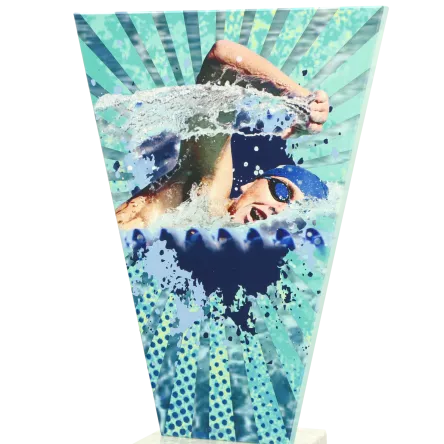 VL2-D/SWI Trofeum szklane na podstawie marmurowej - pływanie h-15 cm, grub. 1 cm