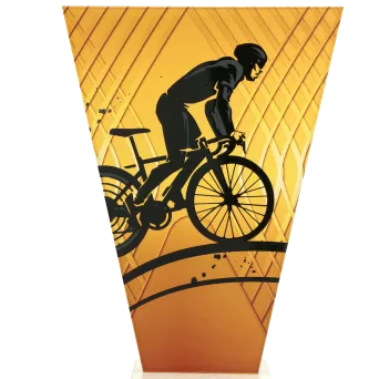 VL1-D/CYC Trofeum szklane na podstawie marmurowej - kolarstwo h-15 cm, grub. 1 cm