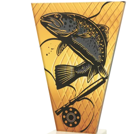 VL1-B/FIS4 Trofeum szklane na podstawie marmurowej -wędkarstwo h-20,5 cm, grub. 1 cm