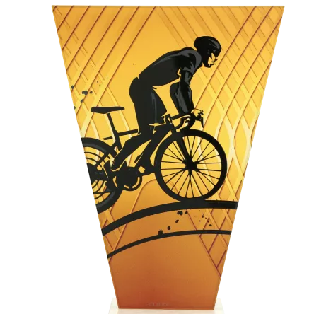 VL1-A/CYC Trofeum szklane na podstawie marmurowej -kolarstwo h-22,5 cm, grub. 1 cm