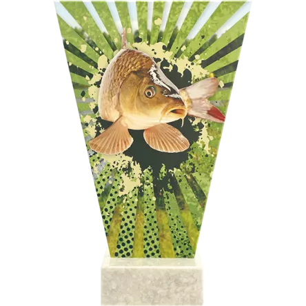 VL2-B/FIS2 Trofeum szklane na podstawie marmurowej -wędkarstwo h-20,5 cm, grub. 1 cm